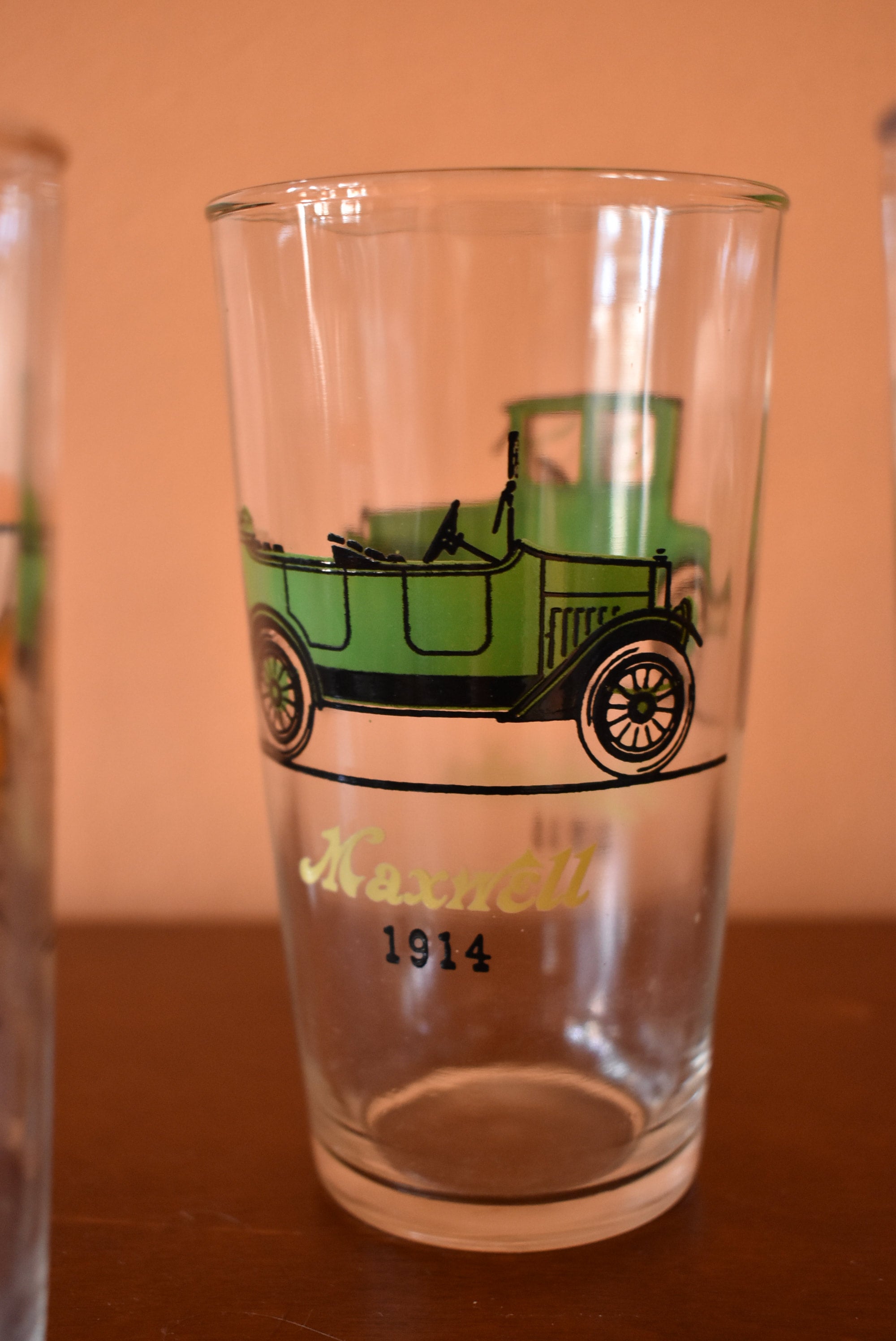 Vintage Barware: 6p Set 1960s Antique Car Hot Toddy Glass Mugs Really Cool!  PE49